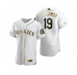 Men's Nike Colorado Rockies #19 Charlie Blackmon White 2020 Authentic Golden Edition Baseball Jersey
