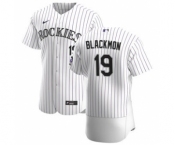 Men's Nike Colorado Rockies #19 Charlie Blackmon White Home 2020 Authentic Player Baseball Jersey
