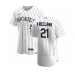 Men's Nike Colorado Rockies #21 Kyle Freeland White Home 2020 Authentic Player Baseball Jersey