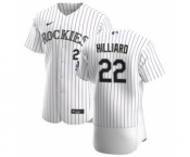 Men's Nike Colorado Rockies #22 Sam Hilliard White Home 2020 Authentic Player Baseball Jersey