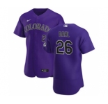 Men's Nike Colorado Rockies #26 David Dahl Purple Alternate 2020 Authentic Player Baseball Jersey