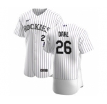 Men's Nike Colorado Rockies #26 David Dahl White Home 2020 Authentic Player Baseball Jersey