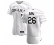 Men's Nike Colorado Rockies #26 David Dahl White Home 2020 Authentic Player Baseball Jersey