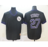 Men's Nike Colorado Rockies #27 Trevor Story Black M&N MLB Jersey