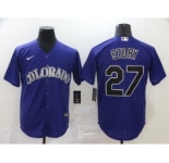 Men's Nike Colorado Rockies #27 Trevor Story Purple 2020 Baseball Cool Base Jersey