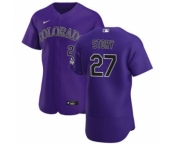 Men's Nike Colorado Rockies #27 Trevor Story Purple Alternate 2020 Authentic Player Baseball Jersey