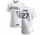 Men's Nike Colorado Rockies #27 Trevor Story White Home 2020 Authentic Player Baseball Jersey