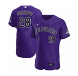 Men's Nike Colorado Rockies #28 Nolan Arenado 2020 Purple Alternate Authentic Player Baseball Jersey
