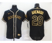 Men's Nike Colorado Rockies #28 Nolan Arenado Black Gold 2020 Baseball Flexbase Jersey