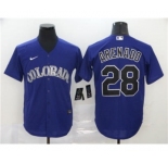Men's Nike Colorado Rockies #28 Nolan Arenado Purple 2020 Baseball Cool Base Jersey