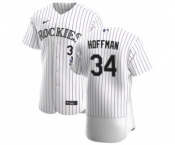 Men's Nike Colorado Rockies #34 Jeff Hoffman White Home 2020 Authentic Player Baseball Jersey