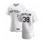 Men's Nike Colorado Rockies #38 Ryan Castellani White Home 2020 Authentic Player Baseball Jersey