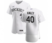 Men's Nike Colorado Rockies #40 Tyler Kinley White Home 2020 Authentic Player Baseball Jersey