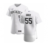 Men's Nike Colorado Rockies #55 Jon Gray White Home 2020 Authentic Player Baseball Jersey