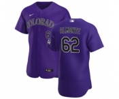 Men's Nike Colorado Rockies #62 Yency Almonte Purple Alternate 2020 Authentic Player Baseball Jersey
