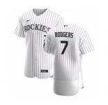 Men's Nike Colorado Rockies #7 Brendan Rodgers White Home 2020 Authentic Player Baseball Jersey
