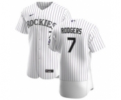 Men's Nike Colorado Rockies #7 Brendan Rodgers White Home 2020 Authentic Player Baseball Jersey