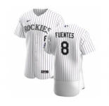 Men's Nike Colorado Rockies #8 Josh Fuentes White Home 2020 Authentic Player Baseball Jersey