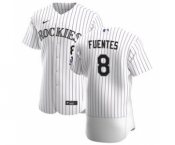 Men's Nike Colorado Rockies #8 Josh Fuentes White Home 2020 Authentic Player Baseball Jersey