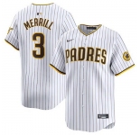 Men San Diego Padres 3 Jackson Merrill White 2024 Home Limited Stitched Baseball Jersey