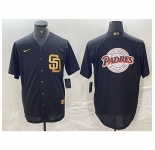 Men San Diego Padres Black Team Big Logo Cool Base Stitched Baseball Jersey 2