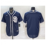 Men San Diego Padres Blank Navy Cool Base Stitched Baseball Jersey