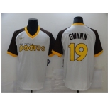 Men's Ness San Diego Padres #19 Tony Gwynn Nike Replica White Throwback MLB Jersey
