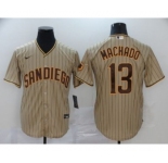 Men's Nike Padres #13 Manny Machado Brown Strip 2020 Baseball Cool Base Jersey