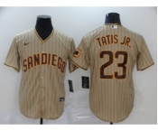 Men's Nike Padres #23 Fernando Tatis Jr. Brown Strip 2020 Baseball Cool Base Jersey