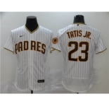 Men's Nike Padres #23 Fernando Tatis Jr. White Strip 2020 Baseball Flexbase Jersey