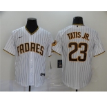 Men's Nike San Diego Padres #23 Fernando Tatis Jr. White Brown Home Stitched Baseball Jersey