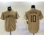 Men's San Diego Padres #10 Jurickson Profar Khaki Team Logo Cool Base Jersey