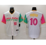 Men's San Diego Padres #10 Jurickson Profar Number White 2023 City Connect Cool Base Stitched Jersey