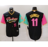 Men's San Diego Padres #11 Yu Darvish Black Player Number Fashion Baseball Jersey