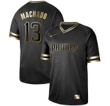 Men's San Diego Padres #13 Manny Machado Authentic Black Gold Fashion Baseball Jersey