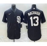 Men's San Diego Padres #13 Manny Machado Black 2023 Cool Base Stitched Jersey 1