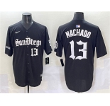 Men's San Diego Padres #13 Manny Machado Black Gothic Edition Vapor Limited Stitched Baseball Jersey