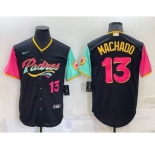 Men's San Diego Padres #13 Manny Machado Black Number 2022 City Connect Cool Base Stitched Jersey