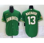 Men's San Diego Padres #13 Manny Machado Green Cool Base Stitched Baseball Jersey