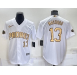 Men's San Diego Padres #13 Manny Machado Number White 2022 All Star Stitched Cool Base Nike Jersey
