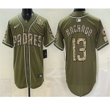 Men's San Diego Padres #13 Manny Machado Olive 2026 Armed Forces Day Jersey