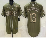 Men's San Diego Padres #13 Manny Machado Olive 2026 Armed Forces Day Jersey