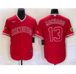 Men's San Diego Padres #13 Manny Machado Red Cool Base Stitched Baseball Jersey