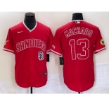 Men's San Diego Padres #13 Manny Machado Red NEW 2023 Cool Base Stitched Jersey