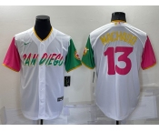 Men's San Diego Padres #13 Manny Machado White 2022 City Connect Cool Base Stitched Jersey