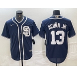 Men's San Diego Padres #13 Ronald Acuna Jr Navy Blue Cool Base Stitched Baseball Jersey