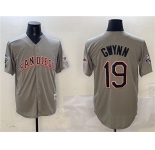 Men's San Diego Padres #19 Tony Gwynn Gray With Patch Cool Base Stitched Jersey