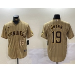 Men's San Diego Padres #19 Tony Gwynn Khaki Team Logo Cool Base Jerseys