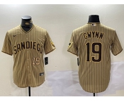 Men's San Diego Padres #19 Tony Gwynn Khaki Team Logo Cool Base Jerseys