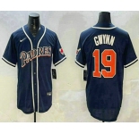 Men's San Diego Padres #19 Tony Gwynn Navy Blue Stitched MLB Cool Base Nike Jersey
